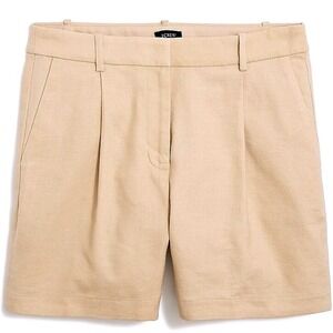 EUC J. Crew Womens Refined Linen Blend Structured Short Sandstone Size 12